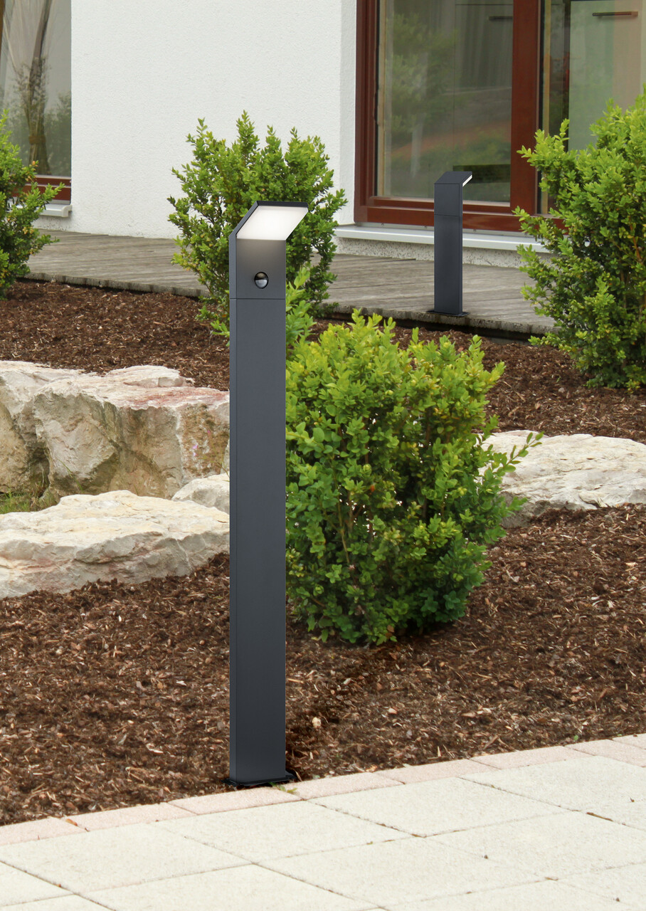 Lampadar de exterior cu senzor Pearl, TRIO, 14x100 cm, 8W, 1x SMD, aluminiu, antracit - imagine 3